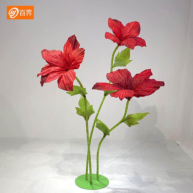 百合花仿真花婚庆路引花商场橱窗美陈装饰舞台布置道具手工纸艺花
