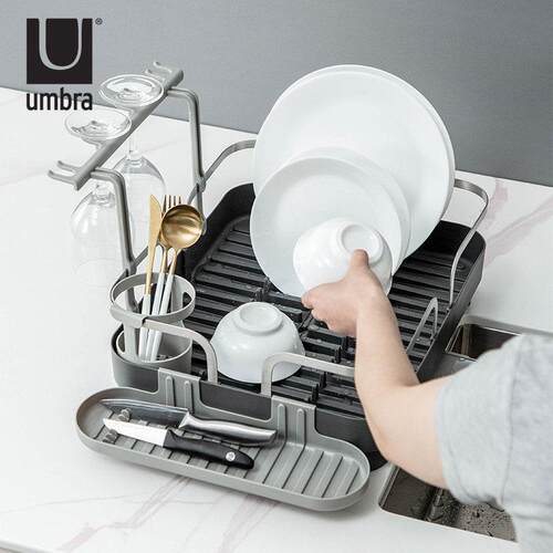 umbra沥水架厨房多功能收纳层架碗碟架杯子水槽边台面放碗架置物