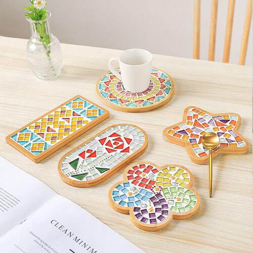 卡通马赛克DIY手工制作杯垫材料包幼儿园暖场亲子活动棋盘材料包