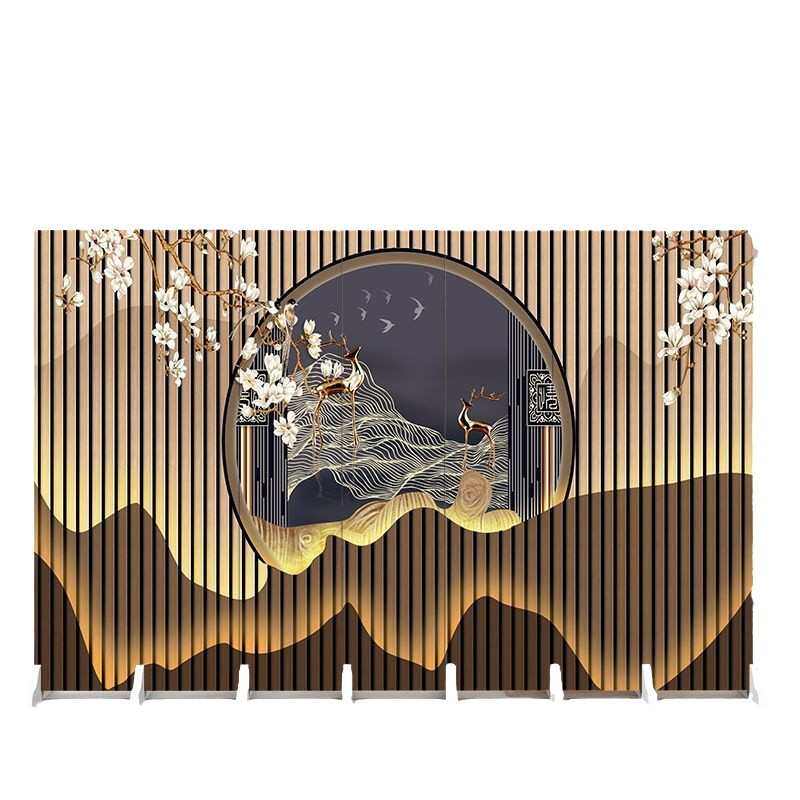 简约山水新中式屏风隔断茶室养生馆诊所可移动折叠遮挡隔墙板屏风
