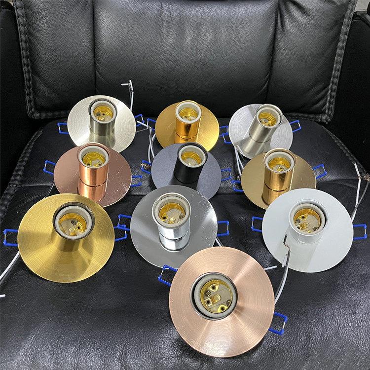 E27卡式天花灯座嵌入式螺口陶瓷灯头明装卡簧灯座改造灯具配件DIY
