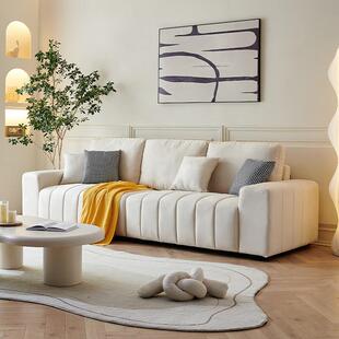 奶油风键乳胶布艺沙发客厅BS043钢钢琴三人轻奢户型豆腐块科位技