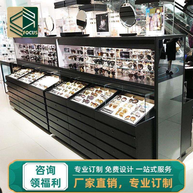 木质烤漆眼镜展示柜货架 多层眼镜柜台中岛展台太阳眼镜展示架