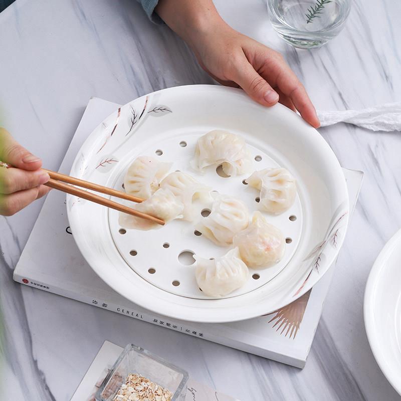 水TUH水饺盘盘水双层陶瓷大号饺盘家用陶瓷创沥意水果盘盘子托 托