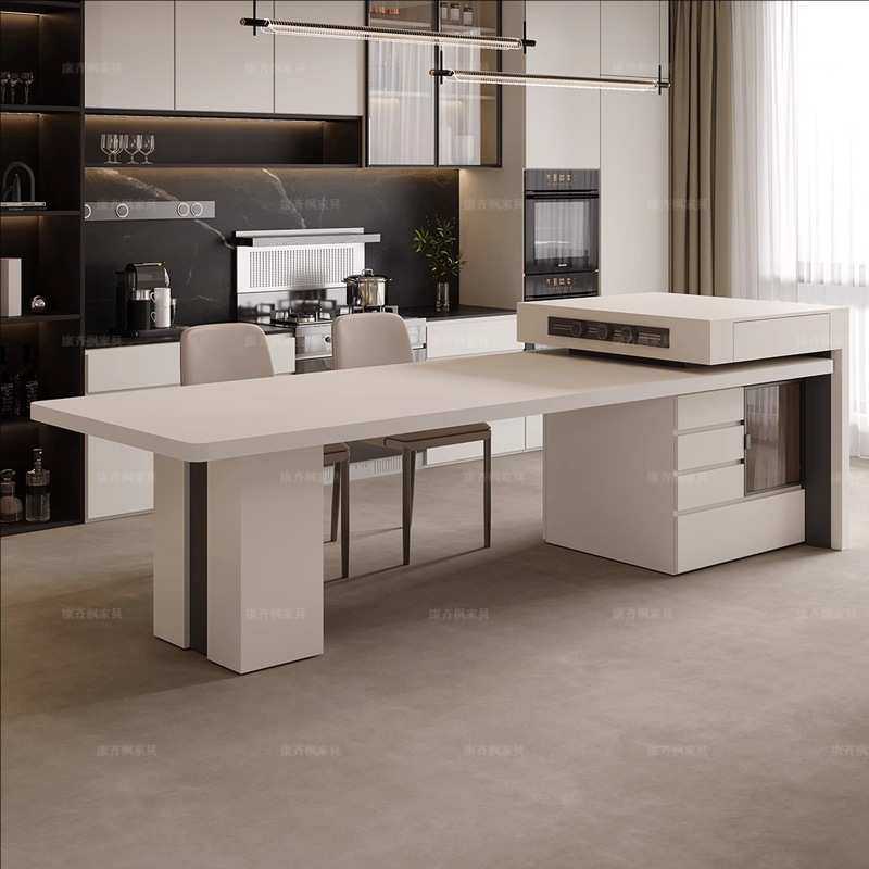 意式极简岛台餐桌一体可伸缩岩板家用大户型高端轻奢中岛台一体桌,住宅家具,岛台,淘宝优惠券,粉丝福利购,淘宝优惠卷