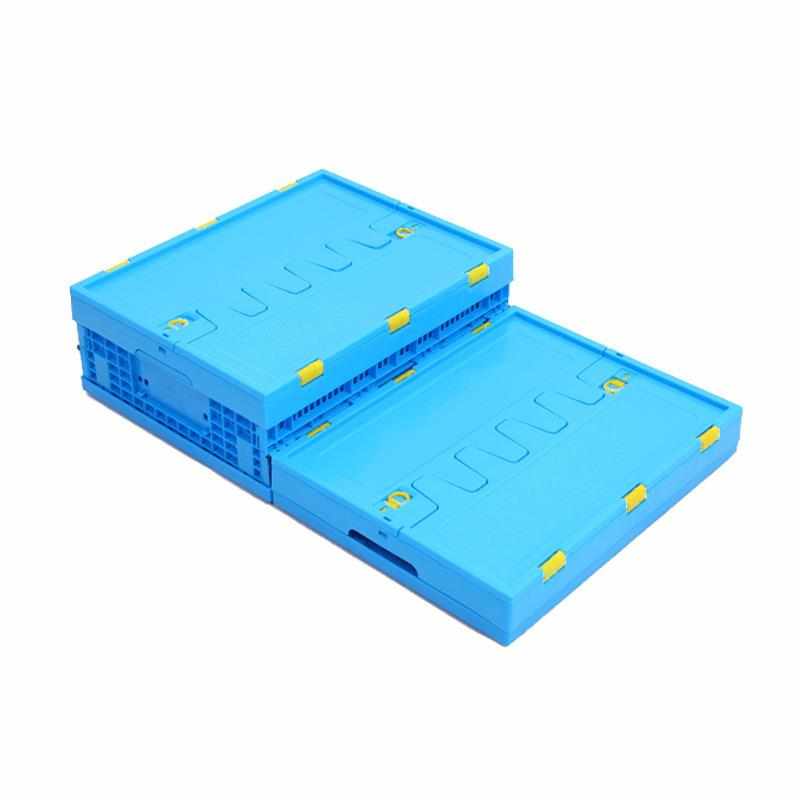 物流包装塑料折叠筐带盖500-170收纳折叠框水果蔬菜周转折叠筐子