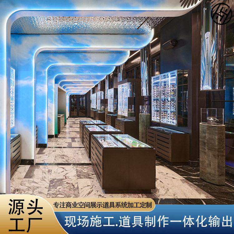 复古眼镜店的货柜金属墨镜展示柜台墨镜陈列中岛柜墙面眼镜展示柜