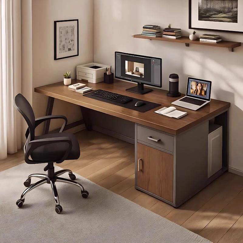 台式电脑桌书房办公小户型卧室家用书桌办公室员工位带主机位桌子