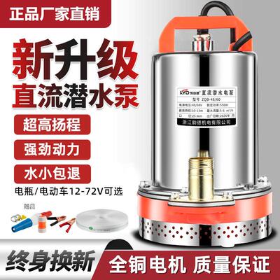 直流潜水泵48V60V72伏家用电动车水泵12V24V瓶小型农田灌溉抽水机