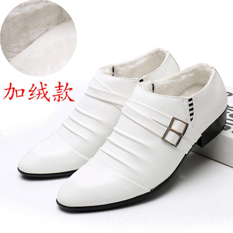 高档冬季头皮英伦商务休闲男磨砂皮加绒加厚套脚保暖尖棉鞋士韩版