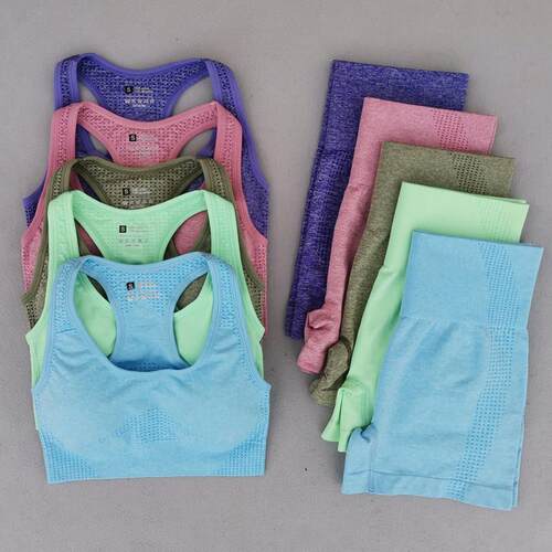 Summer Seamless Yoga Sets Women Gym Clothes Sport Suits High