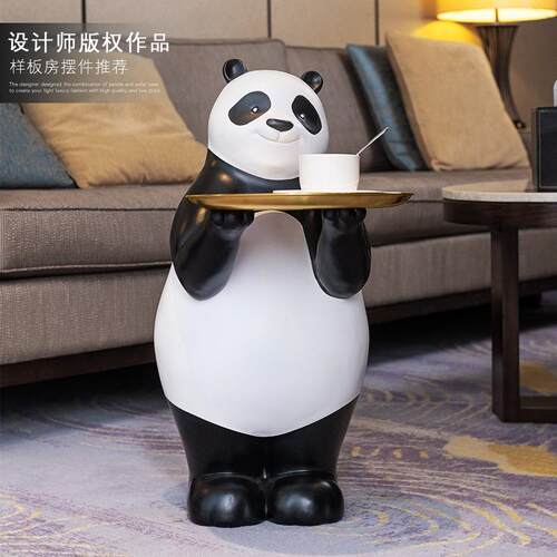 潮玩公仔网红熊客厅大型落地摆件创意托盘沙发旁边装饰品