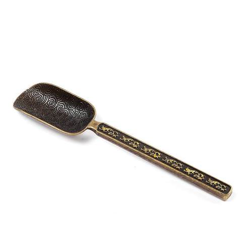 【新款特价】铜茶匙茶勺 精致雕刻福字祥云图案 茶具茶道配件