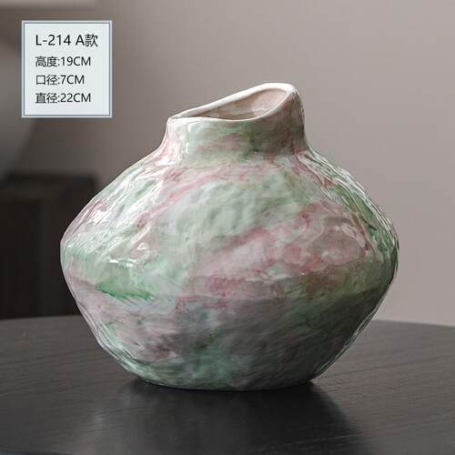 正品景镇新中式陶瓷花客厅插彩花摆瓶件手工绘酒店创意艺德术感花