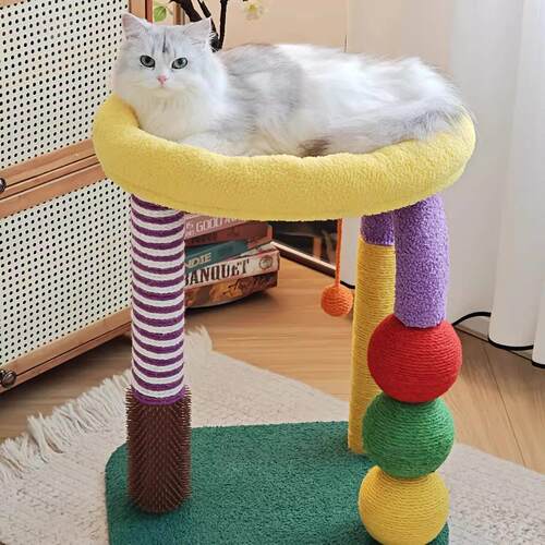 淼派猫爬架猫窝一体彩色多巴胺小型猫架子秋冬剑麻绳猫抓柱