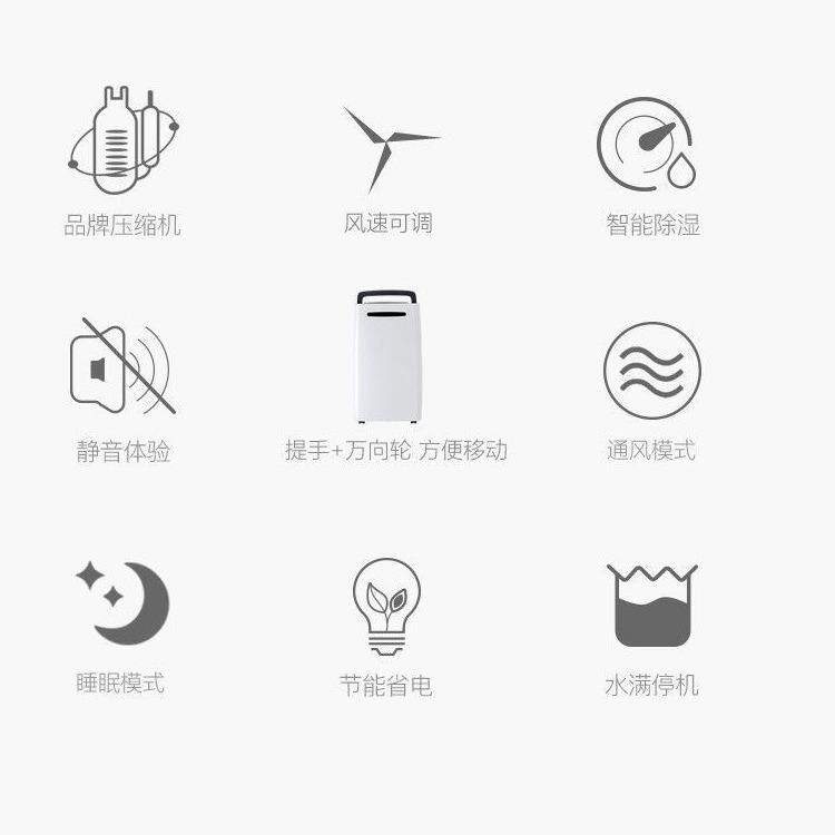 家用除湿机全屋排湿抽湿机商用卧室别墅地下室节能防霉静音