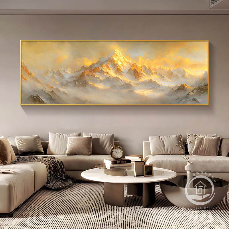 日照金山客厅装饰画轻奢大气浮雕3d立体山水画沙发背景墙高档挂画