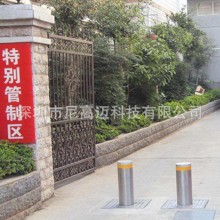 银行门道路挡车电子升降柱路障不锈钢烤漆圆柱伸缩桩智能防撞地柱