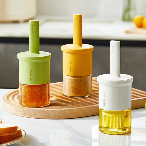 Integrated Oil Brush Bottle - Silicone Heat-Resistant Oil Br