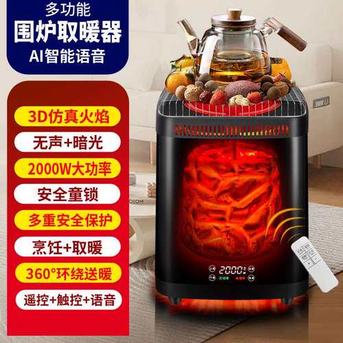围炉取暖器煮茶炉电陶炉电取暖器家用智能语音烤火炉烧烤炉电暖炉