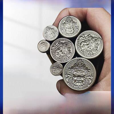 黄财神立体浮雕钢印金银吊坠冲头模具首饰加工钢模加深槽打金工具