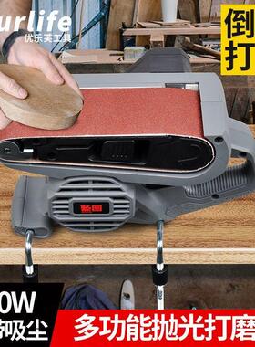 大功率砂带机手提砂抛光机磨平式面平光板打机WQZ木工砂纸机3寸4