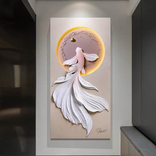 玄关入户立体壁画客厅挂画走廊过道灯光进门现代轻奢装饰画