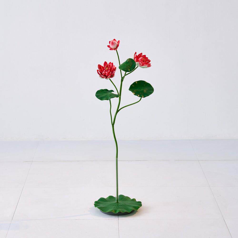 彷真荷花彷真花荷叶高档假花水池装饰塑料花鱼池莲花景观布置造景