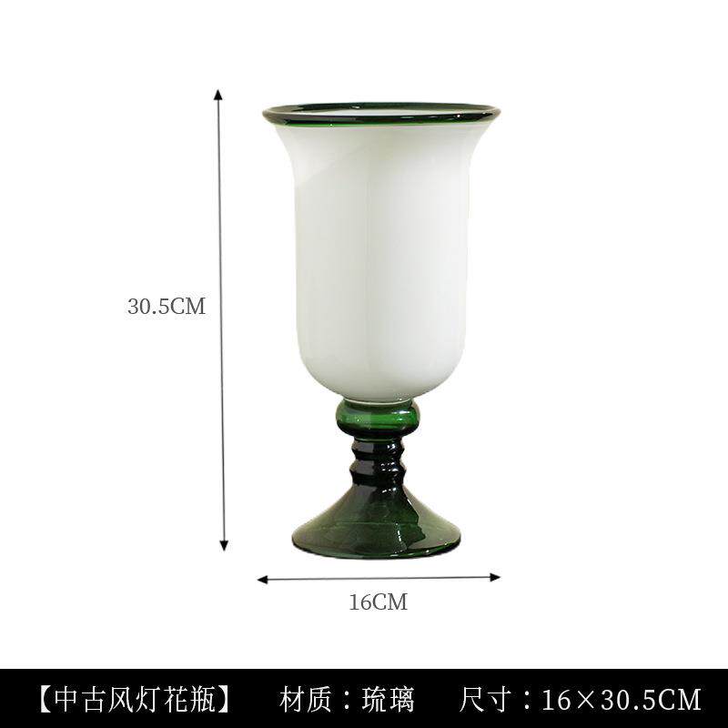 法式复古客厅插花玻璃花瓶黑白拼色中古家居摆件艺术设计花器严选