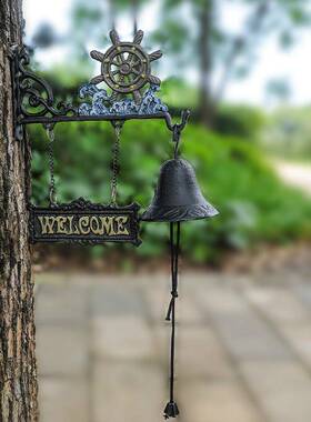 欧式古船与迎浪舵花手摇复欢光临挂牌门牌ZUH铸铁铁艺门铃手摇铃