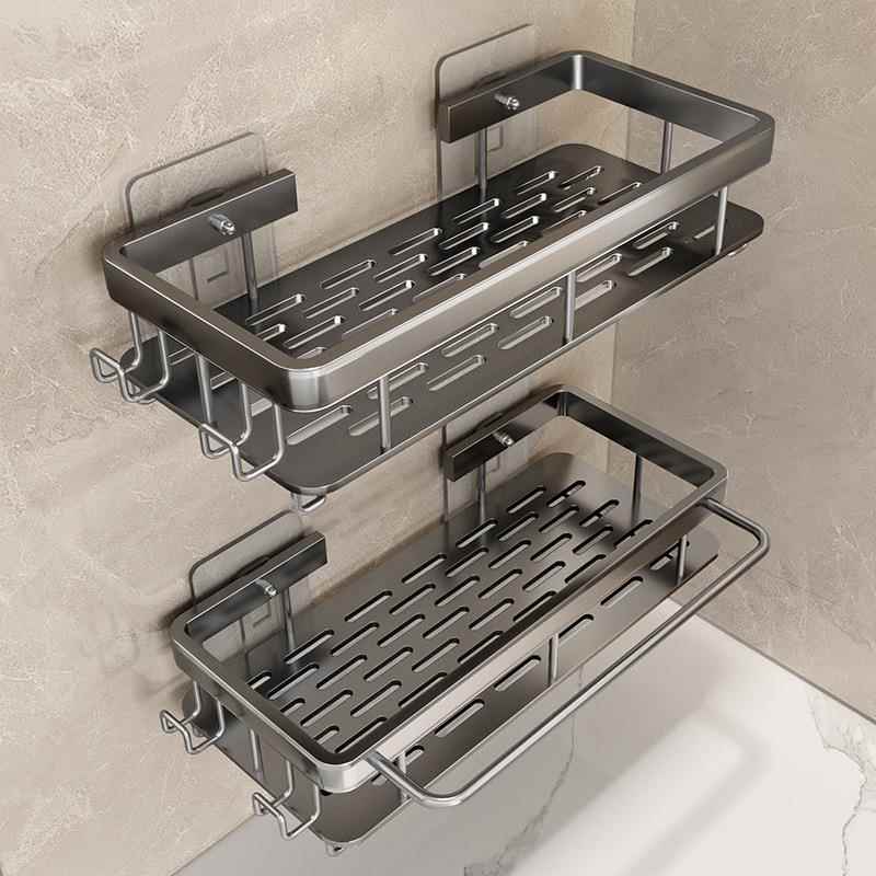 枪灰卫生间置物架免打孔太空铝墙上壁挂式厕所洗澡洗手间收纳浴室