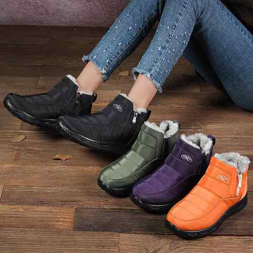 Women's Warm Fur Lined Winter Snow Boots Waterproof Ankle