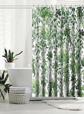 Botanical Shower Curtain with 12 Hooks Pastoral Style