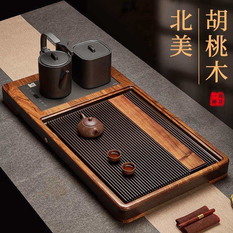 北美胡桃木茶盘电木全自动一体烧水壶套装高端功夫实木泡茶具