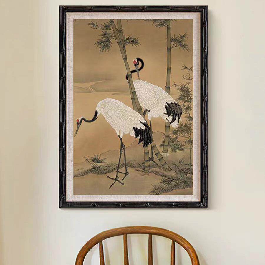 富竹鹤美|新中式法中式挂画古风复古法式客餐厅玄关壁炉茶室书房