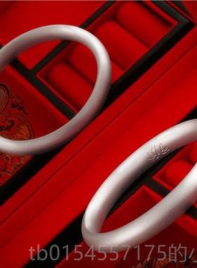 正品子北京工典美工美作莲赋古法银镯足京银手镯经款素镯送女友