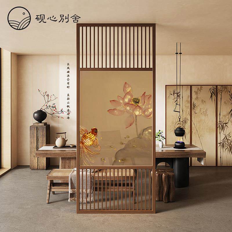 新中式入户玄关屏风隔断客厅家用进门遮挡正对门实木格栅茶室卧室