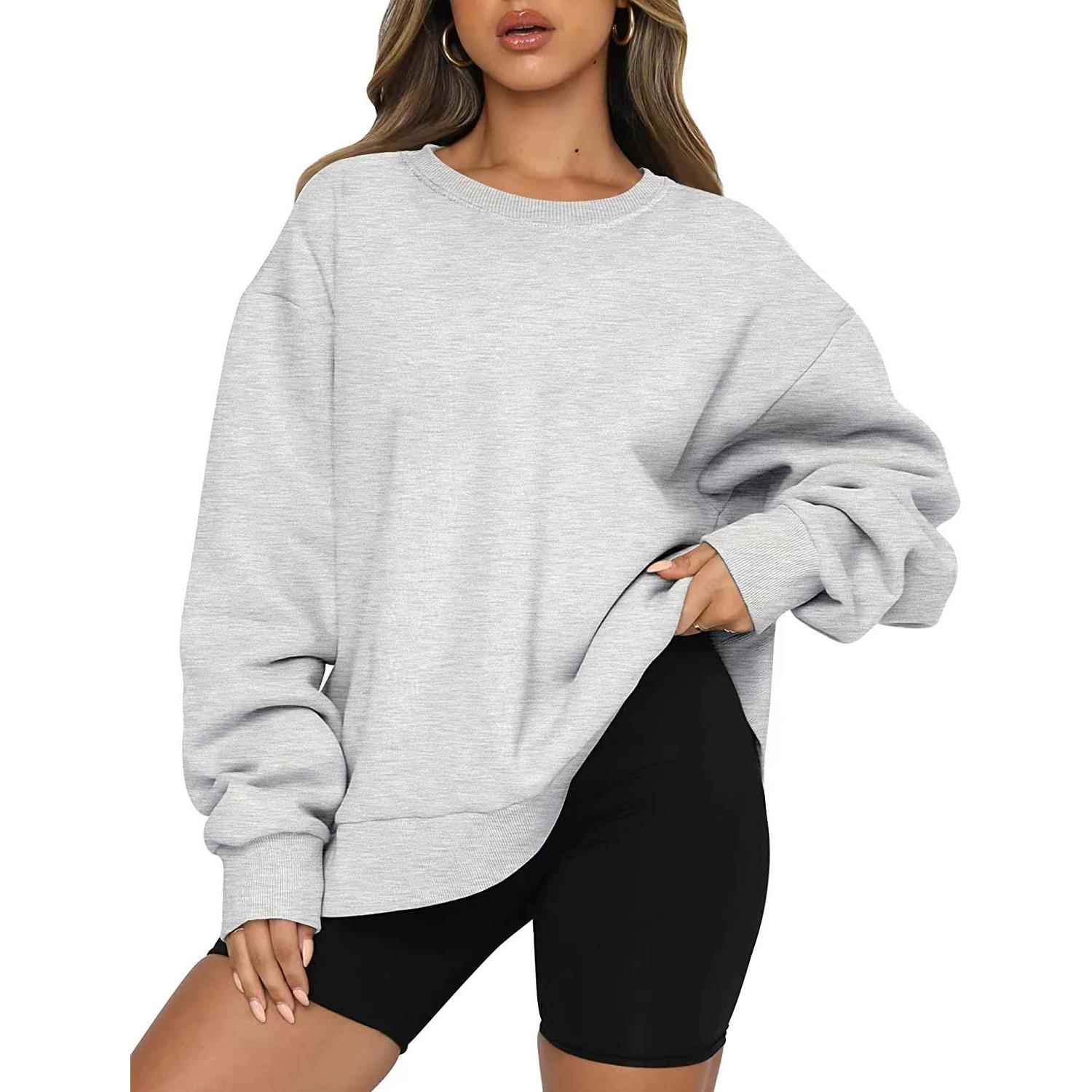 Women for Sweatshirt Fabric Plush Color Contrast Hem and