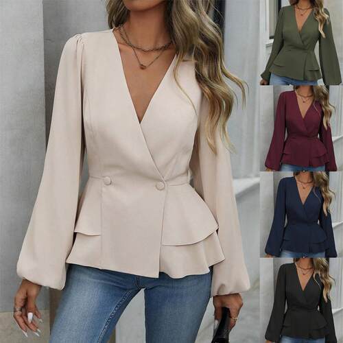 Light ripe wind waist cinching lace waist pinching shirt