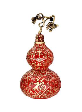 博喜 福星高照葫芦黄铜葫芦摆件可开盖店铺开业送礼桌面铜装饰品