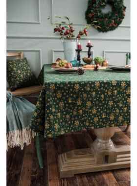 正品美式田园耶诞绿色色碎厚小清新加防水桌布北欧喜花庆红盖布茶
