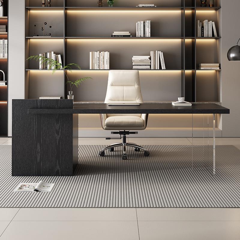 意式极简书桌轻奢现代简约亚克力悬浮电脑办公桌高端书房写字台