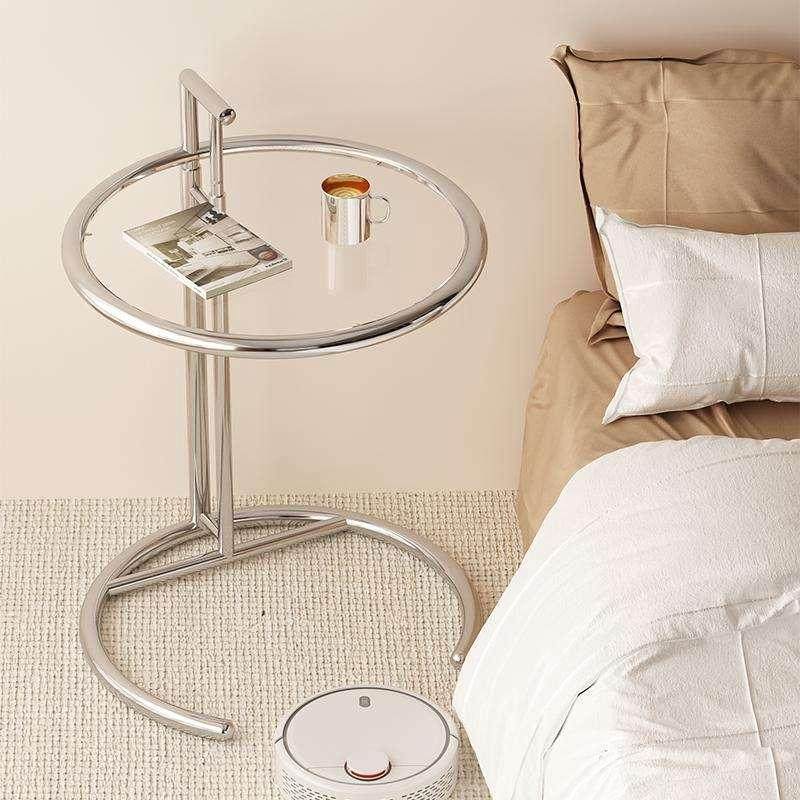 升降小茶几ins不锈钢中古玻璃边几北欧简约现代咖啡圆桌沙发角几,住宅家具,角几/边几,淘宝优惠券,粉丝福利购,淘宝优惠卷