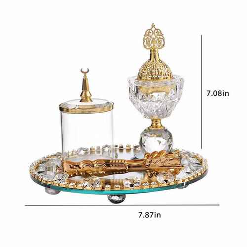 沙特阿拉伯水晶香薰炉三件套香薰客厅摆件Crystal Incense Burner