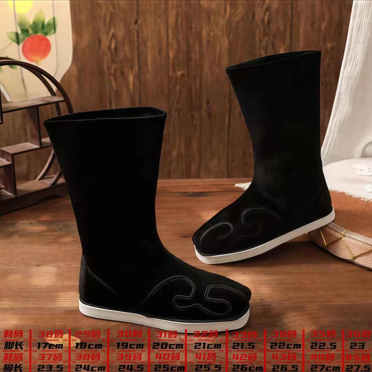 古代鞋子布靴汉服靴子古装鞋子男汉鞋古风拉链男鞋官靴中国风加大