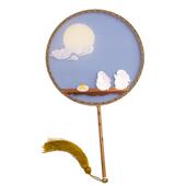 xyt苏州双面绣扇手工刺绣月兔宫扇风苏绣团扇绣花扇子中秋礼品