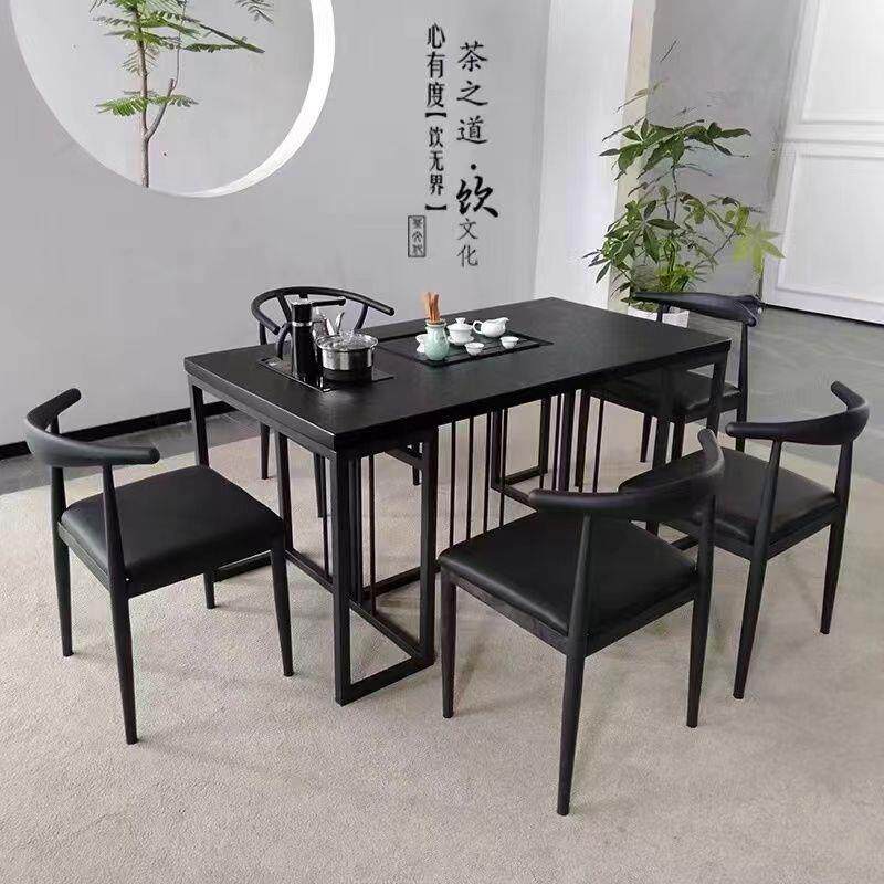 茶桌椅组合火烧石茶台家用办公阳台大理石茶几简约现代功夫泡茶桌