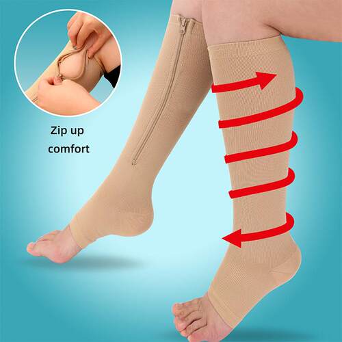 Burn Fat Zipper Compression Socks Women's Slim Sleeping