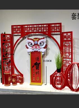 复古中式门窗大DP美陈场景陈布置XDR元型旦新年创春节装饰品意列