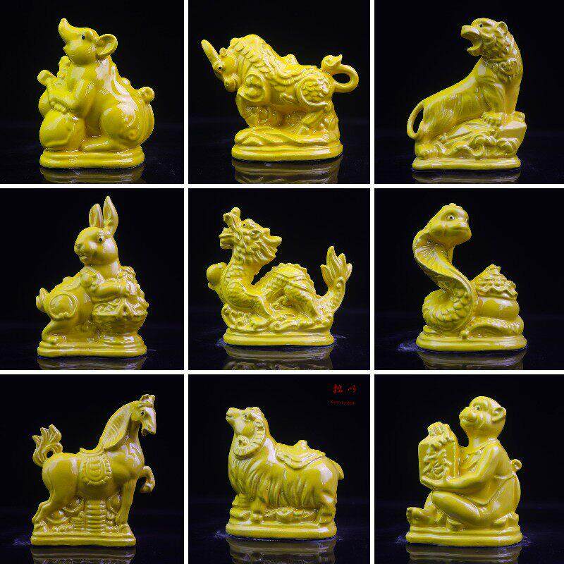 中国陶瓷十二生肖饰品鼠、牛、虎、兔、龙、蛇、马、羊、猴、鸡、